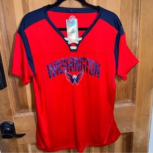 🏒🔥 NWT Washington Capitals Lace-Up Jersey Tee – Target – XL – Red & Navy 🔥🏒